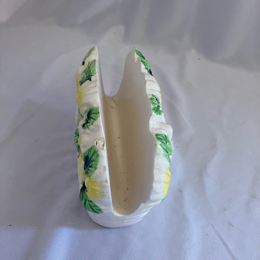 Floral Ceramic Planter with Yellow and Green Accents - Picture 4 of 9